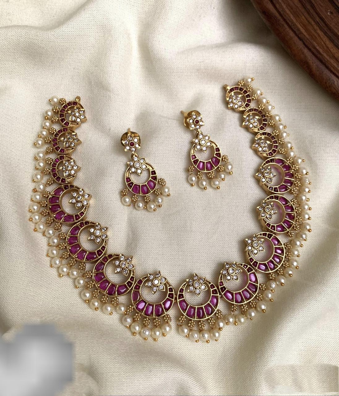 Ruby  white stone premium necklace